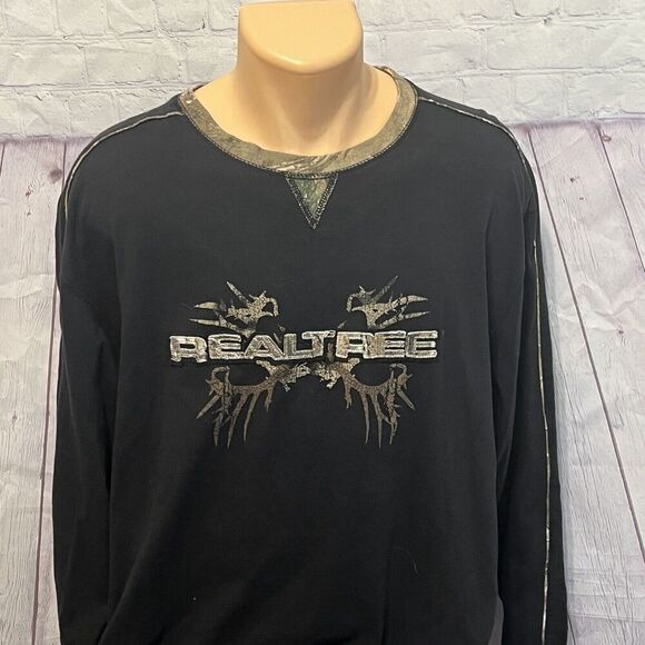 Buckhorn River Mens Size 2XL REALTREE Long Sleeve Crewneck Camo Shirt Black - Picture 2 of 12